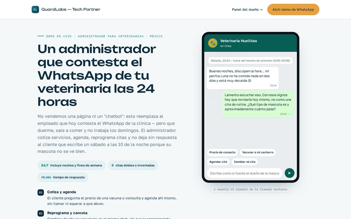 WhatsApp receptionist for vet clinics — Mexico demo