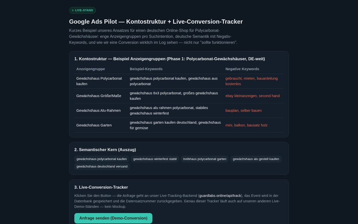 Google Ads Pilot — account structure (DE)
