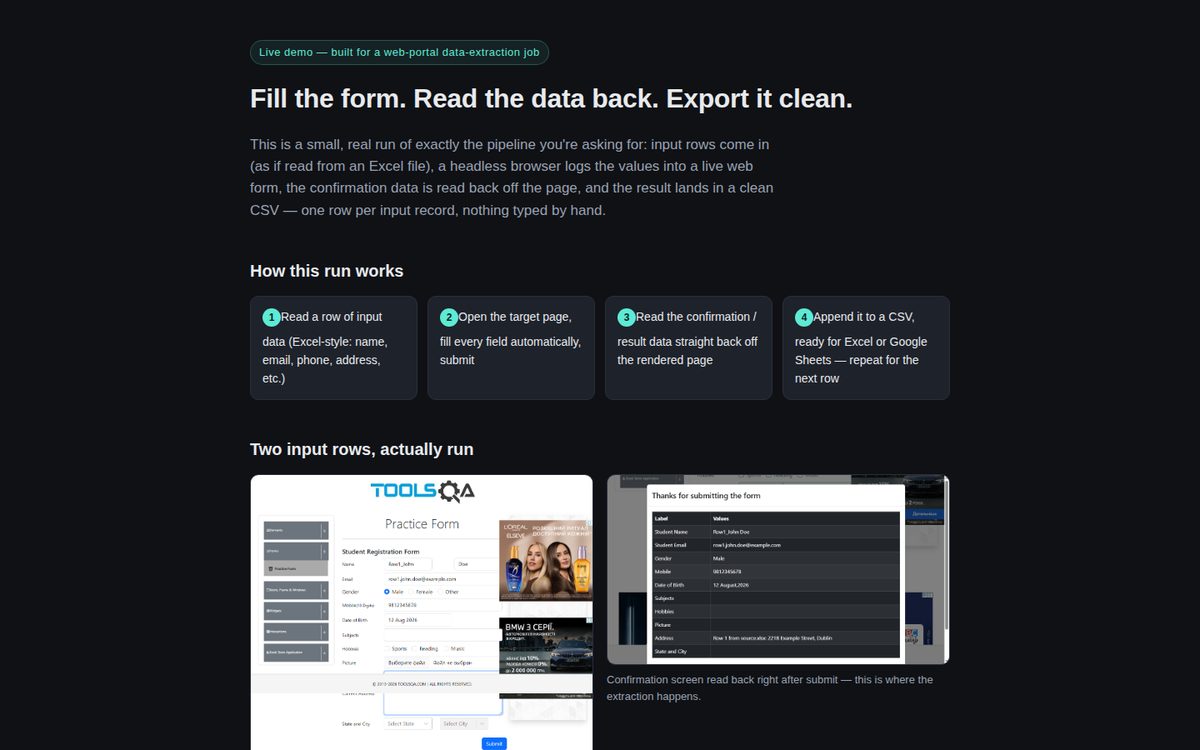 Extracción de datos de un portal web — demo