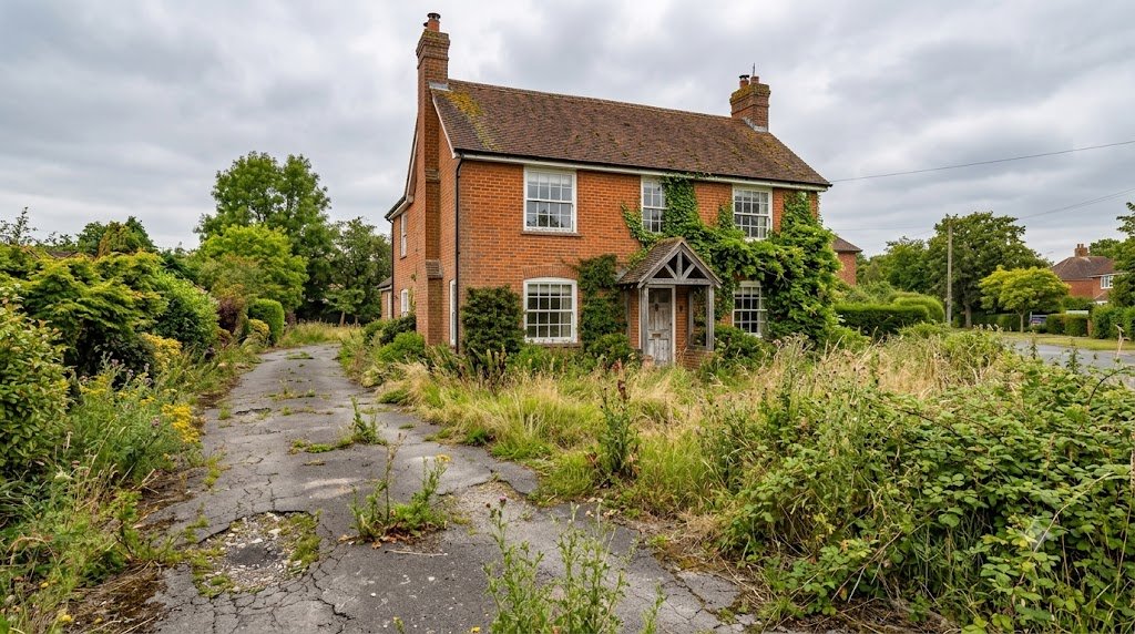 Before: cracked tarmac driveway and an overgrown front garden