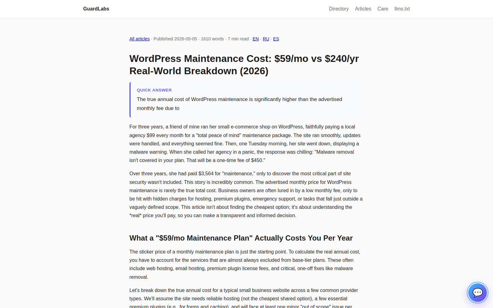 Maintenance & monitoring